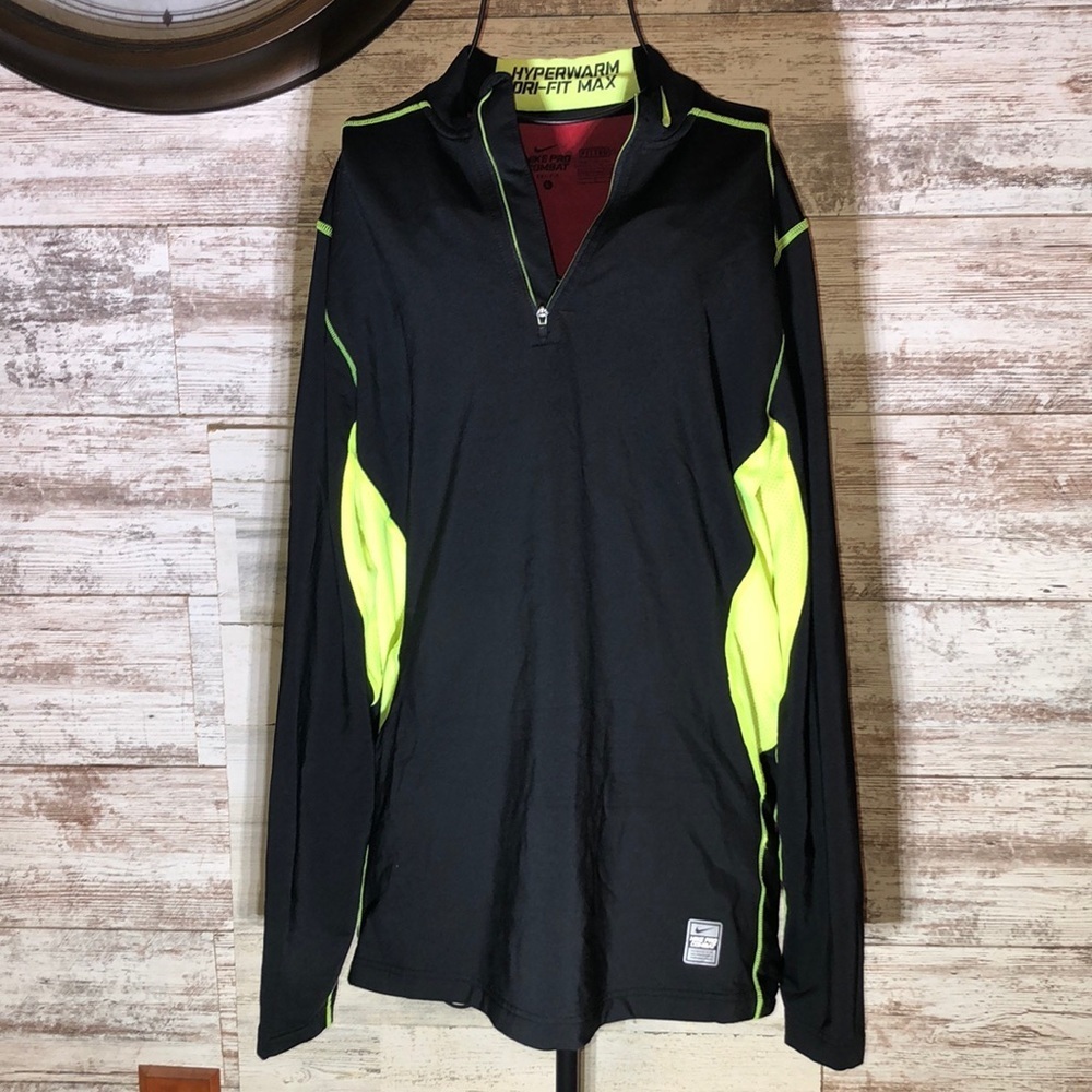 Nike Hyperwarm Pro Combat Quarter Zip dri-fit max large neon green/black/red​​​